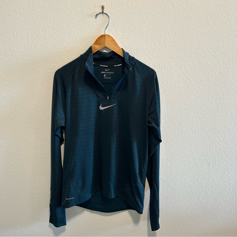 Nike Women’s Lightweight Quarter-Zip Shirt Jacket - Dark Teal/Black